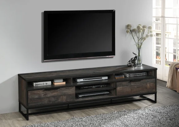 71"L Rustic Gray TV Stand - MadeInUSA - Image 2