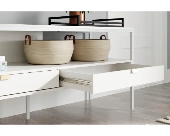 Signature Design by Ashley Contemporary Deznee 60"TV Stand White - MadeInUSA - Image 9