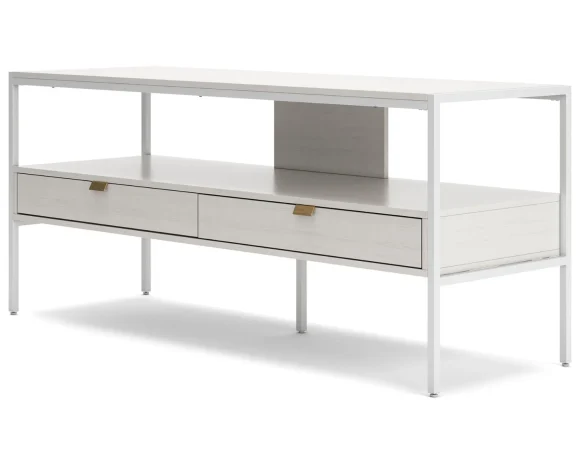 Signature Design by Ashley Contemporary Deznee 60"TV Stand White - MadeInUSA - Image 5