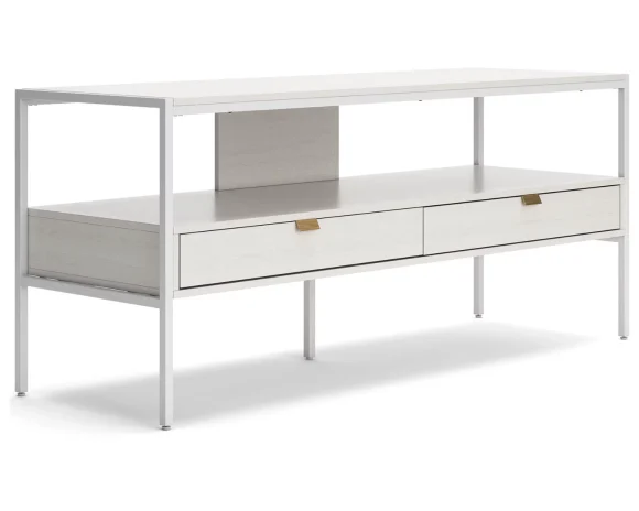 Signature Design by Ashley Contemporary Deznee 60"TV Stand White - MadeInUSA