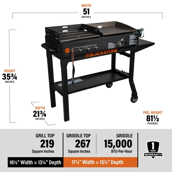 Blackstone Duo 17 Griddle and Charcoal Grill Combo - MadeInUSA - Image 3